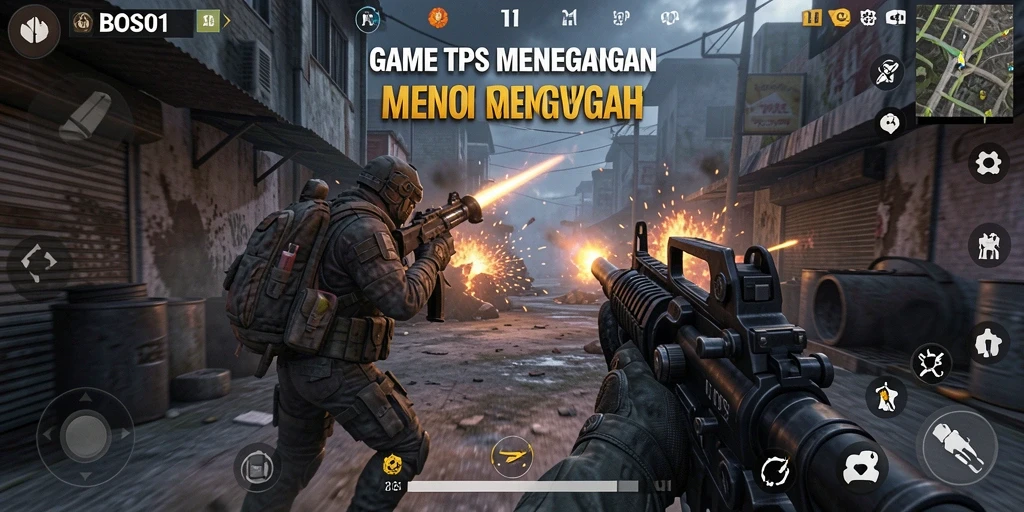 Tampilan gameplay seru dari BOS01 dalam mode TPS yang menegangkan.