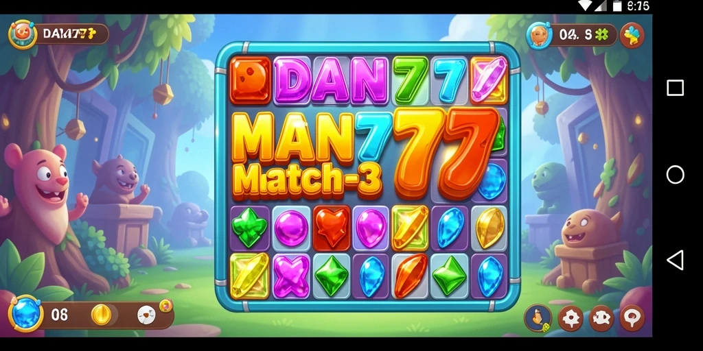 Gameplay seru DAN777 dengan permainan match-3 yang menantang.