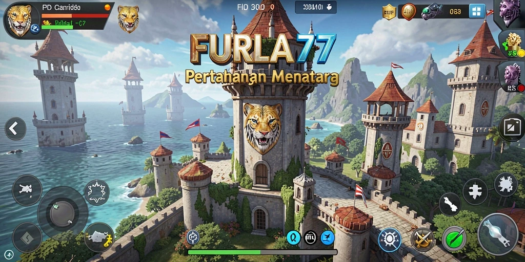 Tangkapan layar dari gameplay <strong>FURLA77</strong> menunjukkan aksi pertahanan menara yang seru.