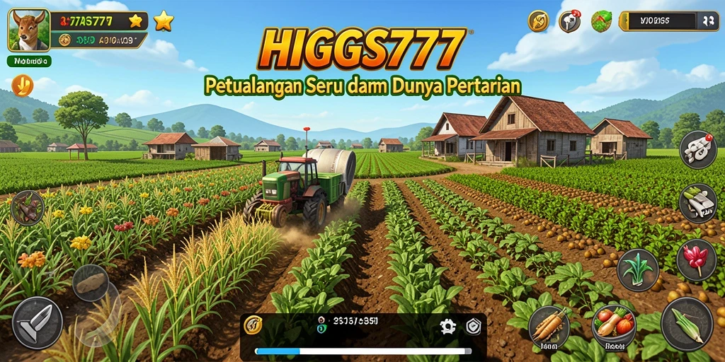 Tampilan gameplay HIGGS777 menampilkan aktivitas bertani yang menyenangkan.