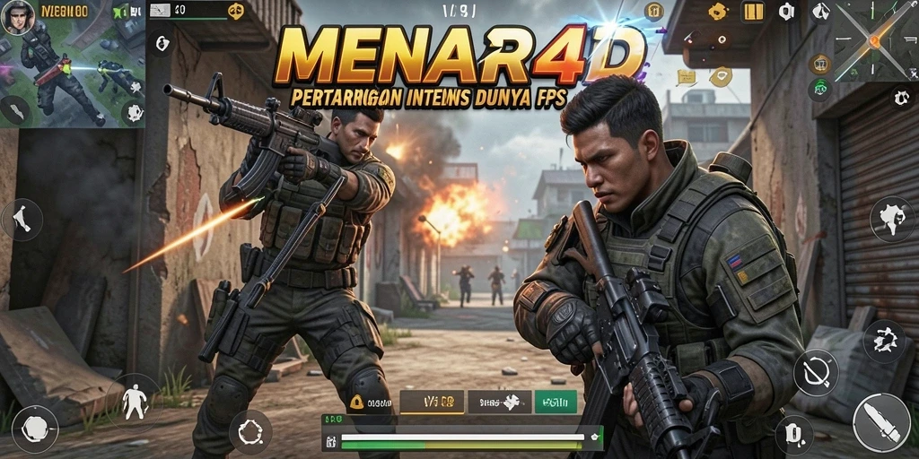 Tampilan gameplay intens MENARA4D di dunia FPS.
