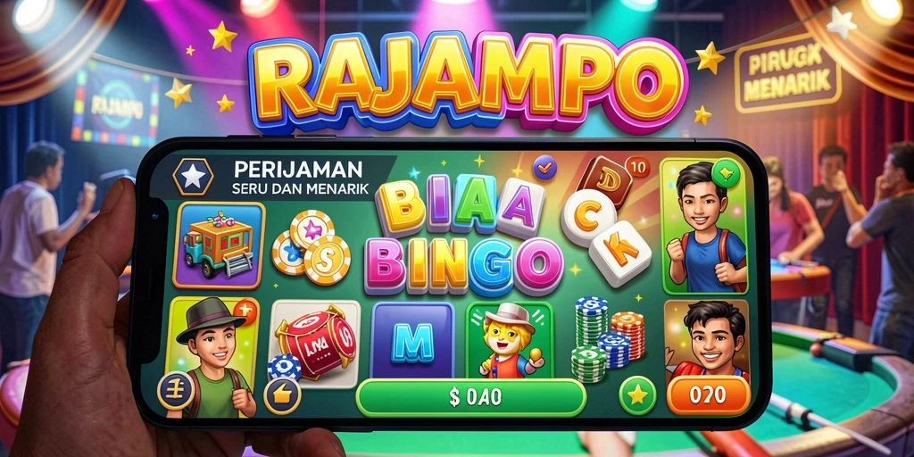 Tampilan utama gameplay RAJAMPO yang menampilkan keseruan permainan Bingo.