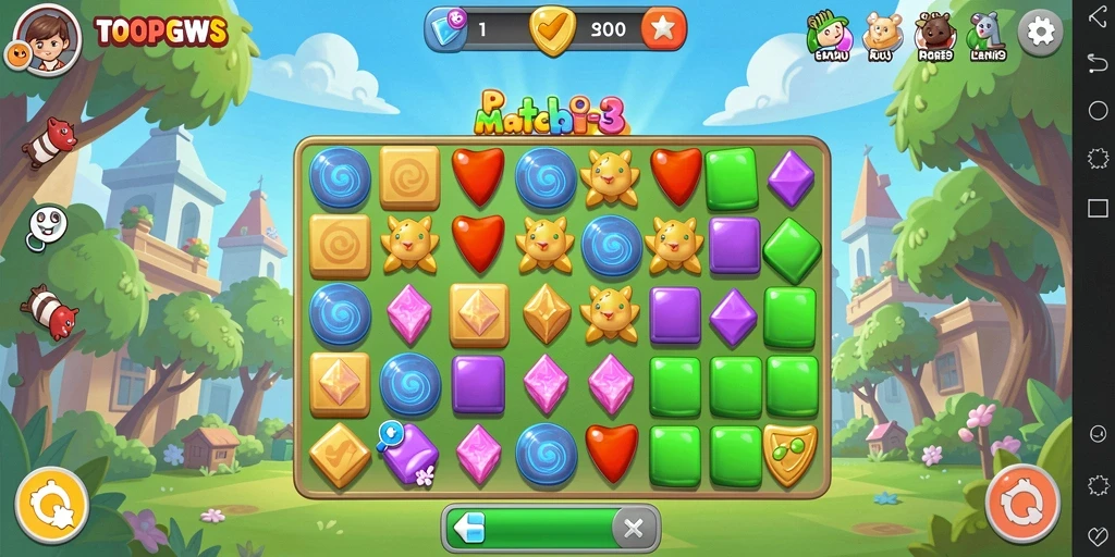 Screenshot gameplay TOOPGWS yang seru dan penuh warna.