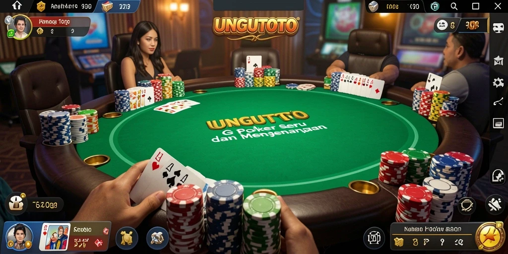 Tangkapan layar gameplay UNGUTOTO yang menampilkan suasana kompetitif poker.